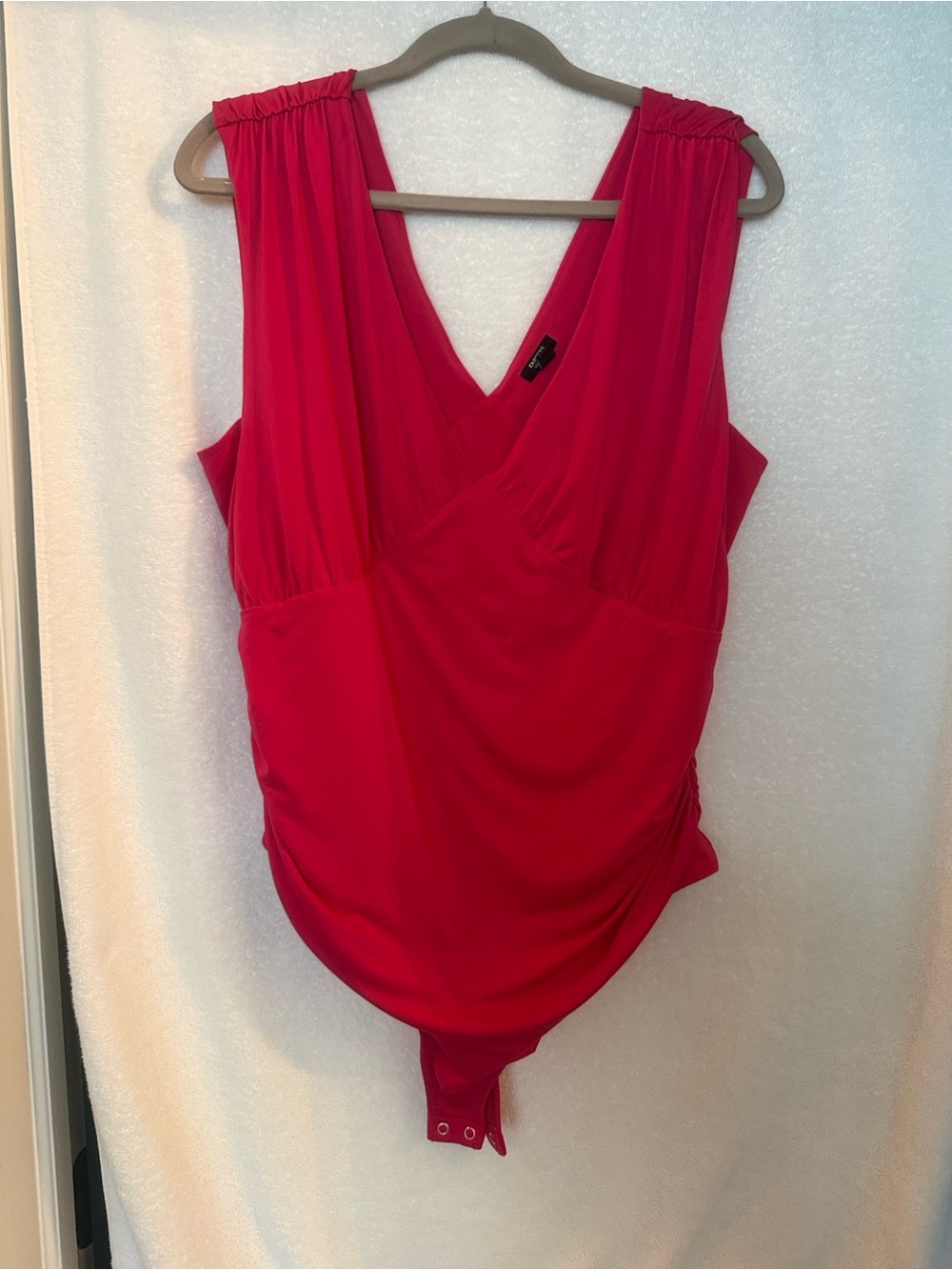 Express Red Sleeveless V-Neck Bodysuit